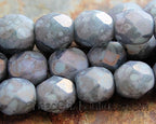 Matte Opaque Pale Blue-Grey Moon Dust Czech Glass Bead 6mm Round - 25 Pc