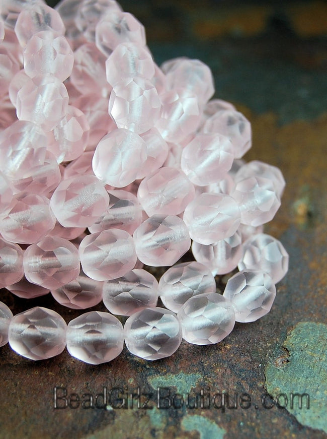 Matte Rosaline Pink Crystal Czech Glass Bead 6mm Round - 25 Pc Main Image