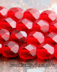 Matte Siam Ruby Crystal Czech Glass Bead 6mm Round - 25 Pc