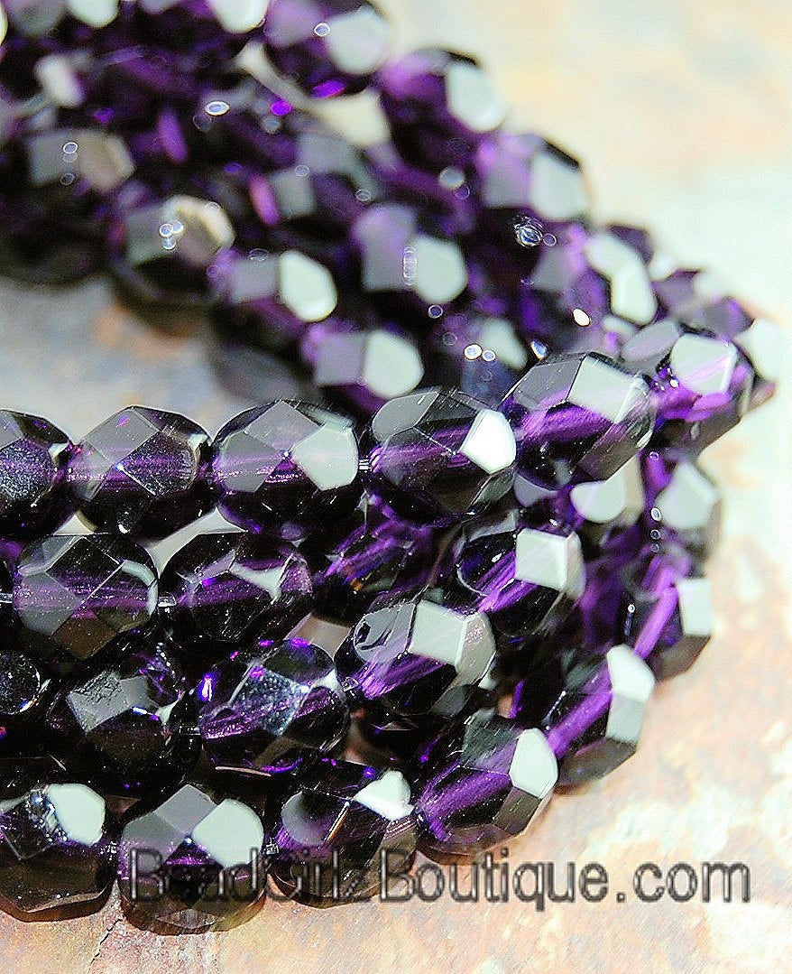 Tanzanite Purple Crystal Czech Glass Bead 4mm Round - 50 Pc