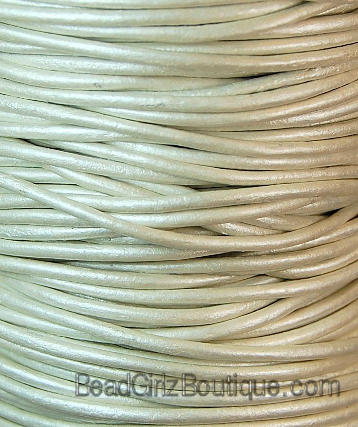 Metallic Pearl Leather 2mm Cord 3 Yards / 9 Feet / 2.74 Meters    lea001