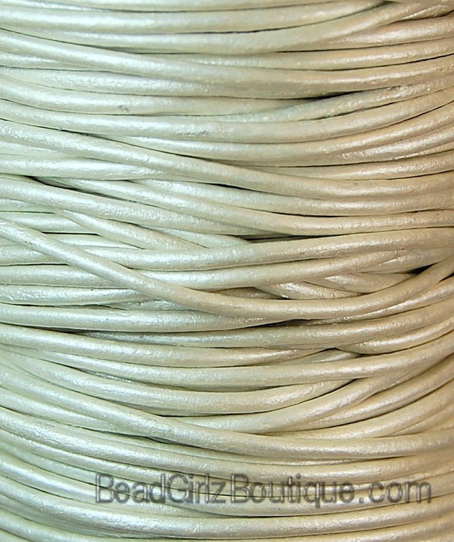 Metallic Pearl Leather 2mm Cord 3 Yards / 9 Feet / 2.74 Meters    lea001 Hover Image