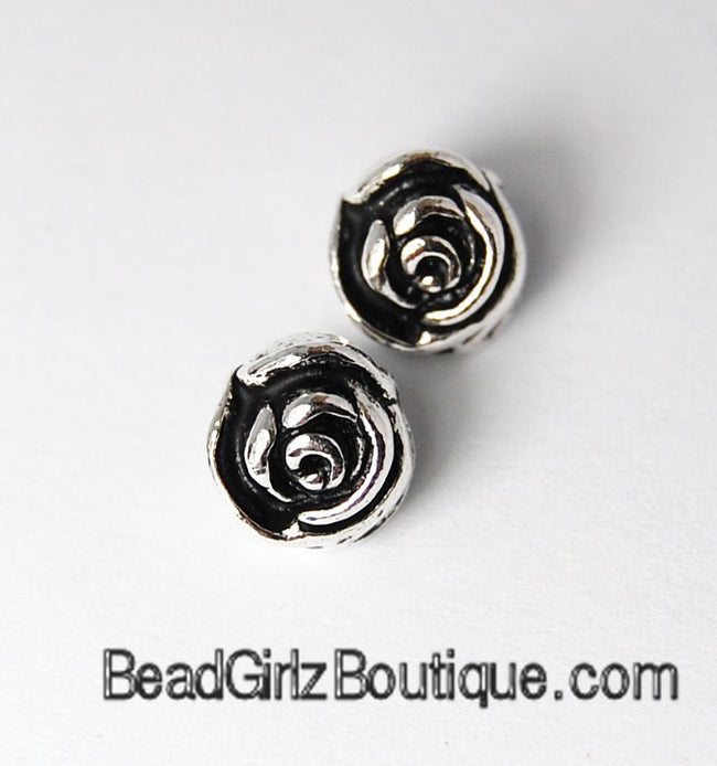 TierraCast Antique Silver Rose Beads -2 Hover Image