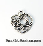 TierraCast Antique Silver Floral Heart Charm -1