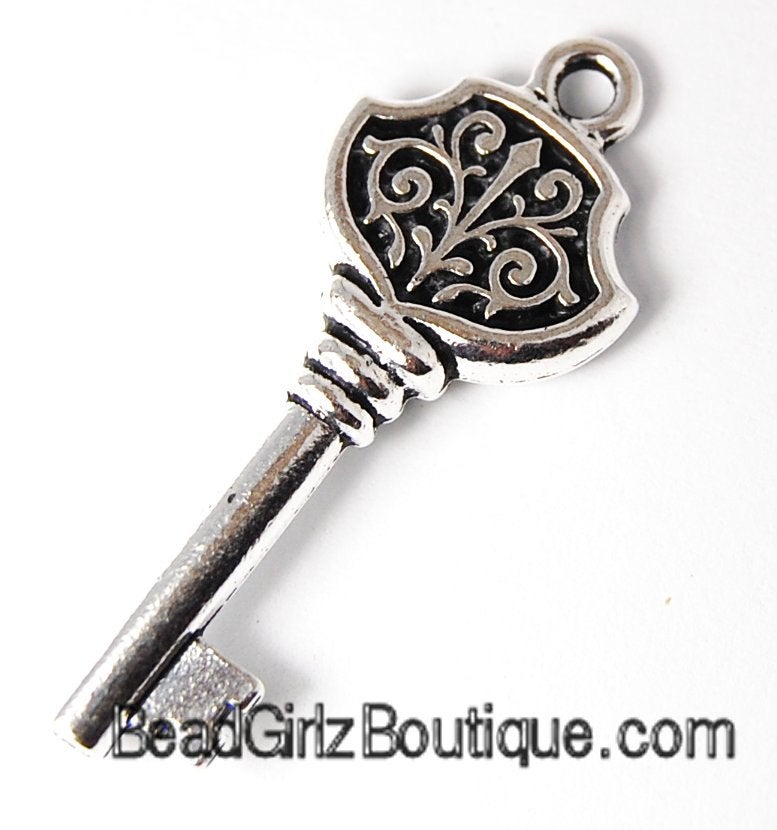TierraCast Antique Silver Victorian Key Charm -1