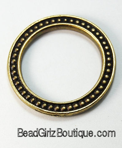 Antique Brass Beaded Rings Large 1&quot; 25mm TierraCast Brass Oxide Antique Bronze -1