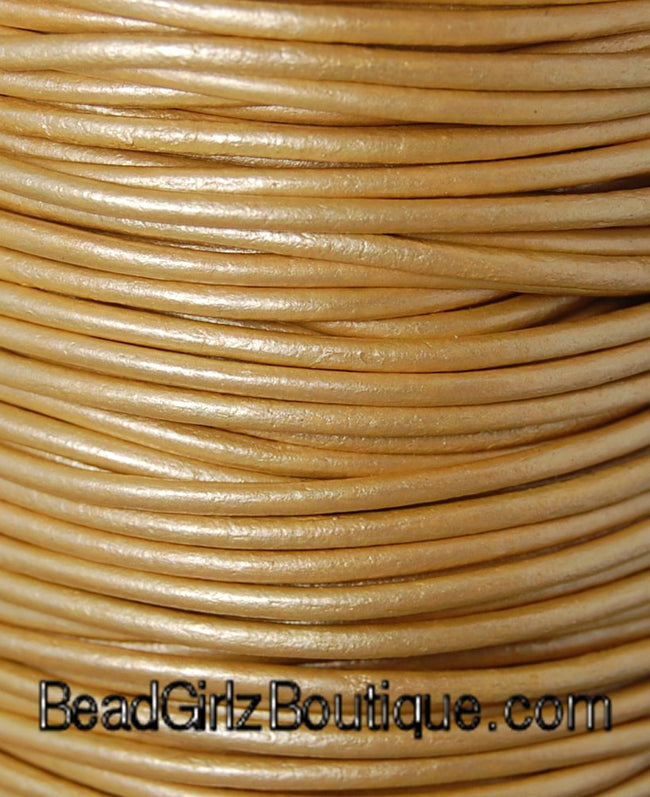 Metallic Gold Leather 2mm Cord 3 Yards / 9 Feet / 2.74 Meters Main Image