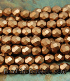 Matte Metallic Bronze Copper Czech Glass Firepolished 4mm Beads -50