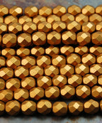 Matte Metallic Antique Gold Czech Glass Firepolished 6mm Beads -25