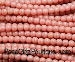 Opaque Pink 4mm round beads   - 100 Czech Beads