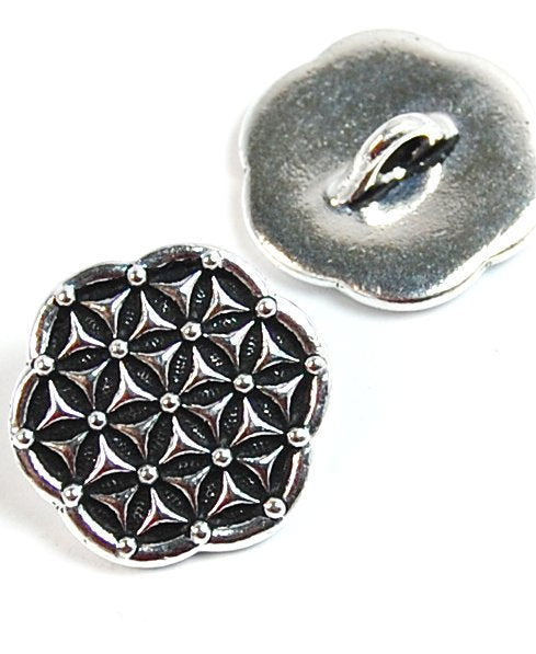 TierraCast Antique Silver Round Flower of Life Button Focal -1 Hover Image