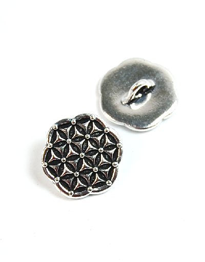 TierraCast Antique Silver Round Flower of Life Button Focal -1