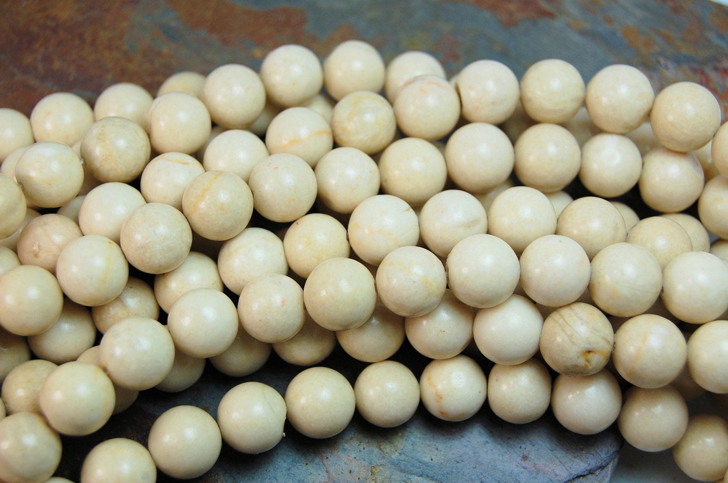 Fossil Beads, 4mm, 6mm, 8mm, 10mm, 12mm Fossil Stone in Natural -15.5 inch strand