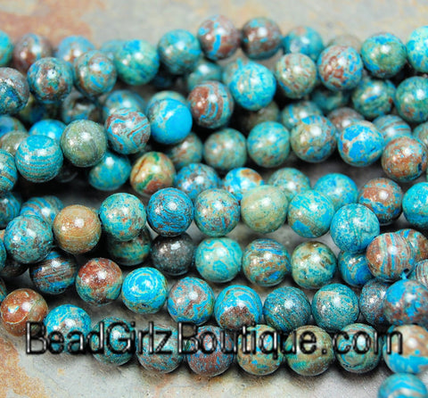 Imperial &quot;Turquoise&quot; Jasper 4mm, 6mm, 8mm, 10mm, 12mm -15.5 inch strand