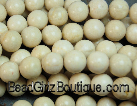 Fossil Beads, 4mm, 6mm, 8mm, 10mm, 12mm Fossil Stone in Natural -15.5 inch strand