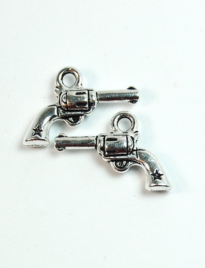 TierraCast Antique Silver Six Shooter Gun Charm -1