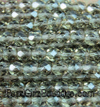 Czech Glass Beads, 6mm Faceted, Fire Polished in Black Diamond -25