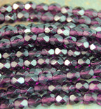 Dark Amethyst Czech Glass Bead 6mm Faceted Round - 25 Pc