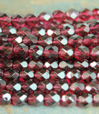 Fuchsia Crystal Czech Glass Bead 6mm Round - 25 Pc