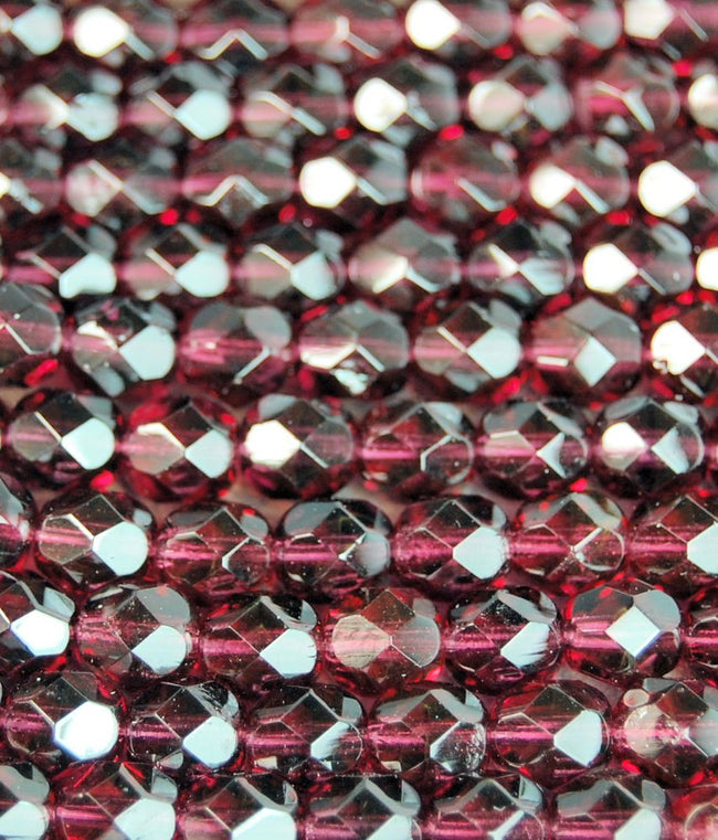 Fuchsia Crystal Czech Glass Bead 6mm Round - 25 Pc Main Image