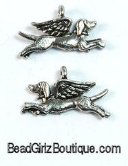 Dog Angel Silver Pewter Dog Charm -1