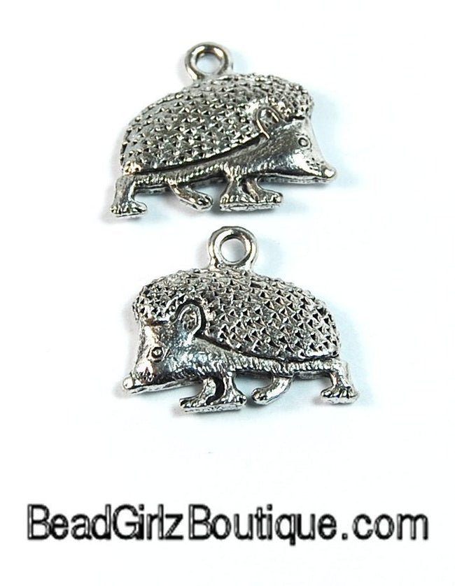 Hedgehog Silver Pewter Charm -1 Hover Image