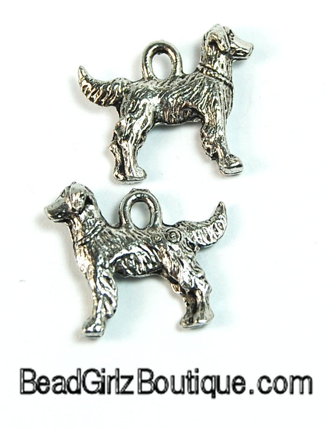 Golden Retriever Silver Pewter Dog Charm -1 Hover Image