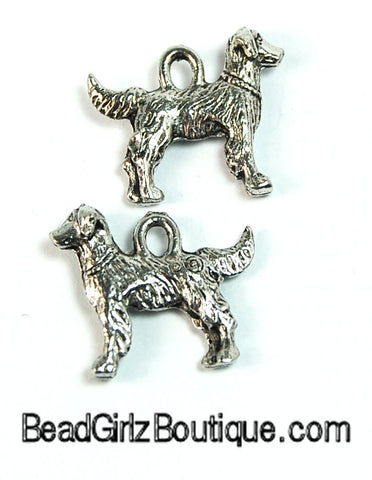 Golden Retriever Silver Pewter Dog Charm -1