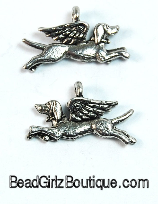 Dog Angel Silver Pewter Dog Charm -1 Main Image