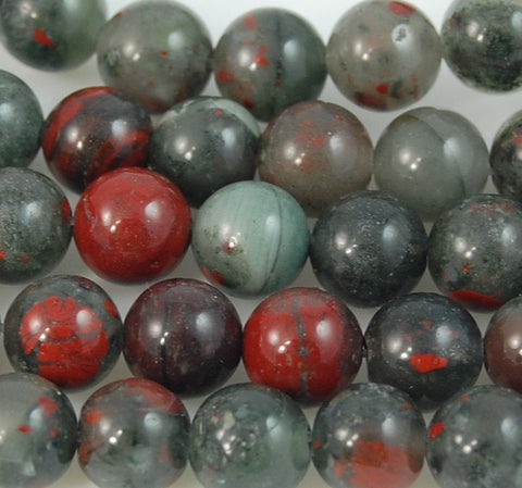 African Bloodstone Jasper 4mm, 6mm, 8mm, 10mm, 12mm Round Beads in Deep Red and Forrest Green