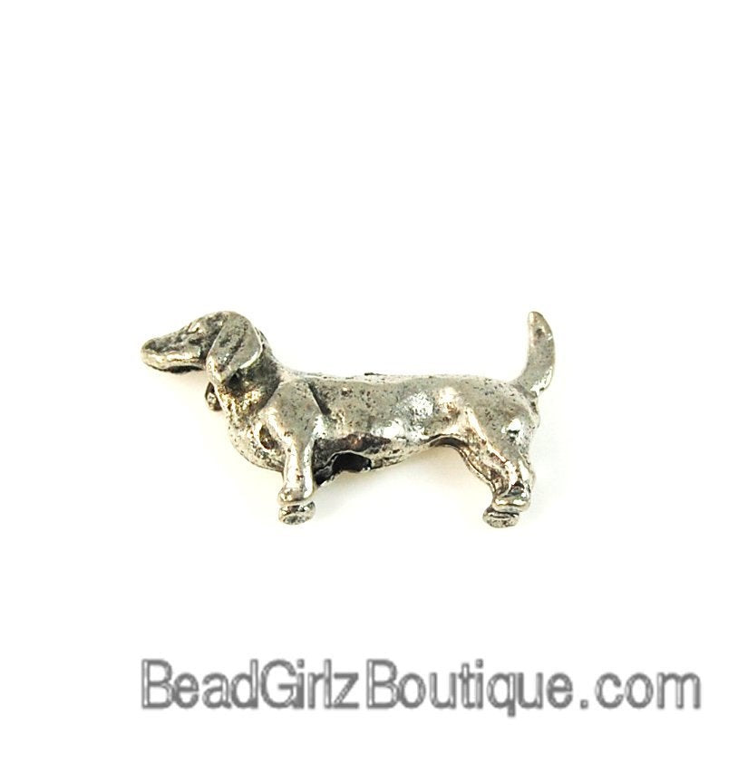 Dachshund Silver Pewter Dog Bead -1