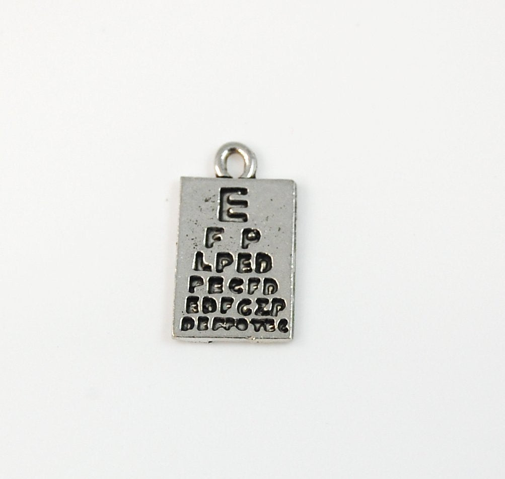 Eye Chart, Optometrist Silver Pewter Charm -1