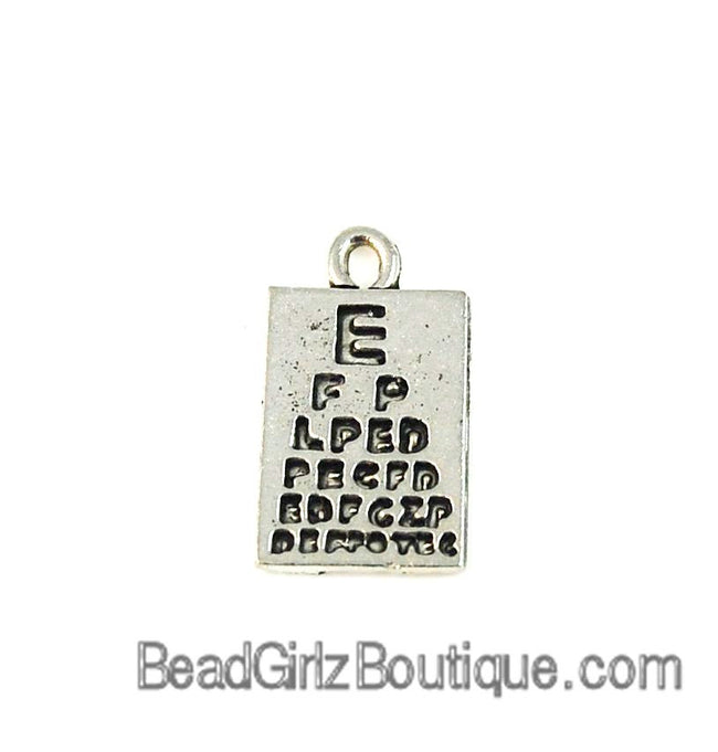 Eye Chart, Optometrist Silver Pewter Charm -1 Main Image