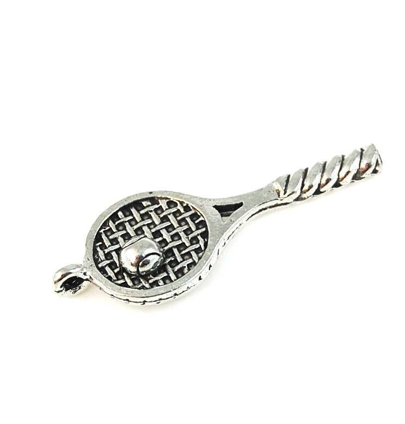 Tennis Racquet Pewter Charm -1
