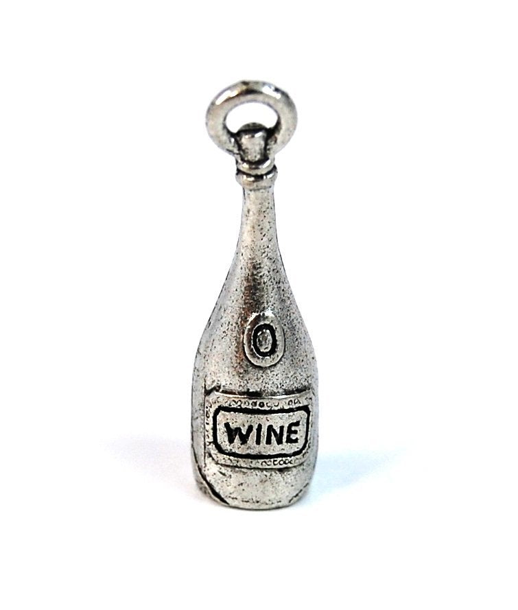 Wine Bottle Pewter Charm -1