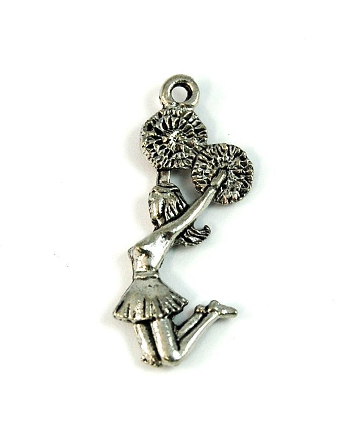 Cheerleader Silver Pewter Charm -1
