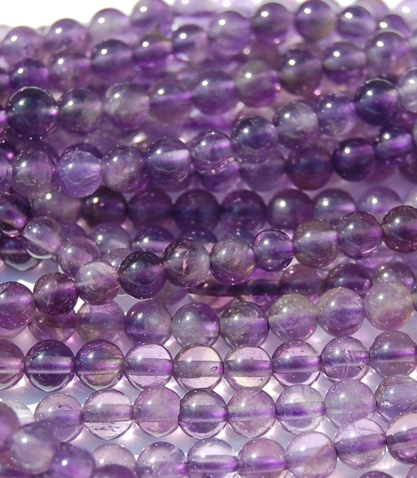 Amethyst Beads, 4mm natural round beads  -15.5 inch strand