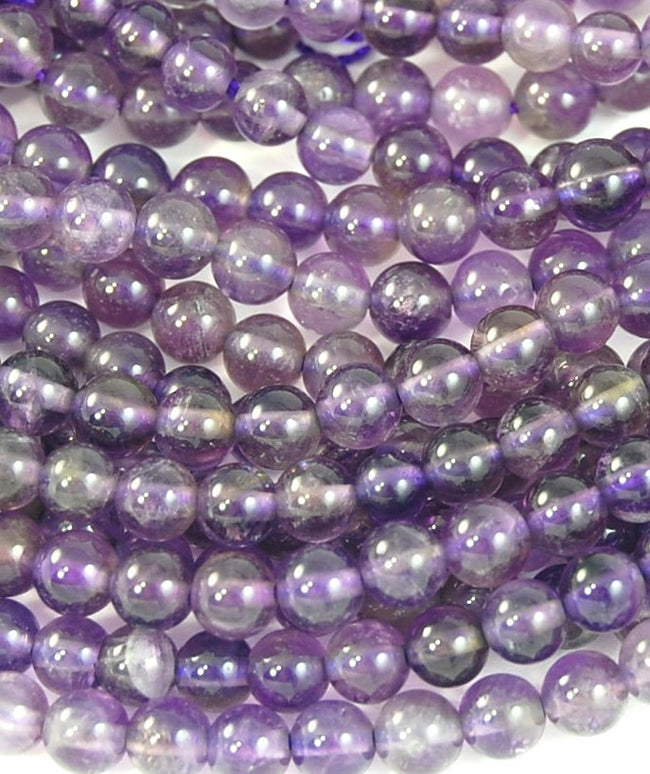 Amethyst Beads, 4mm natural round beads  -15.5 inch strand Hover Image