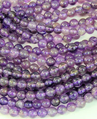 Amethyst Beads, 4mm natural round beads  -15.5 inch strand