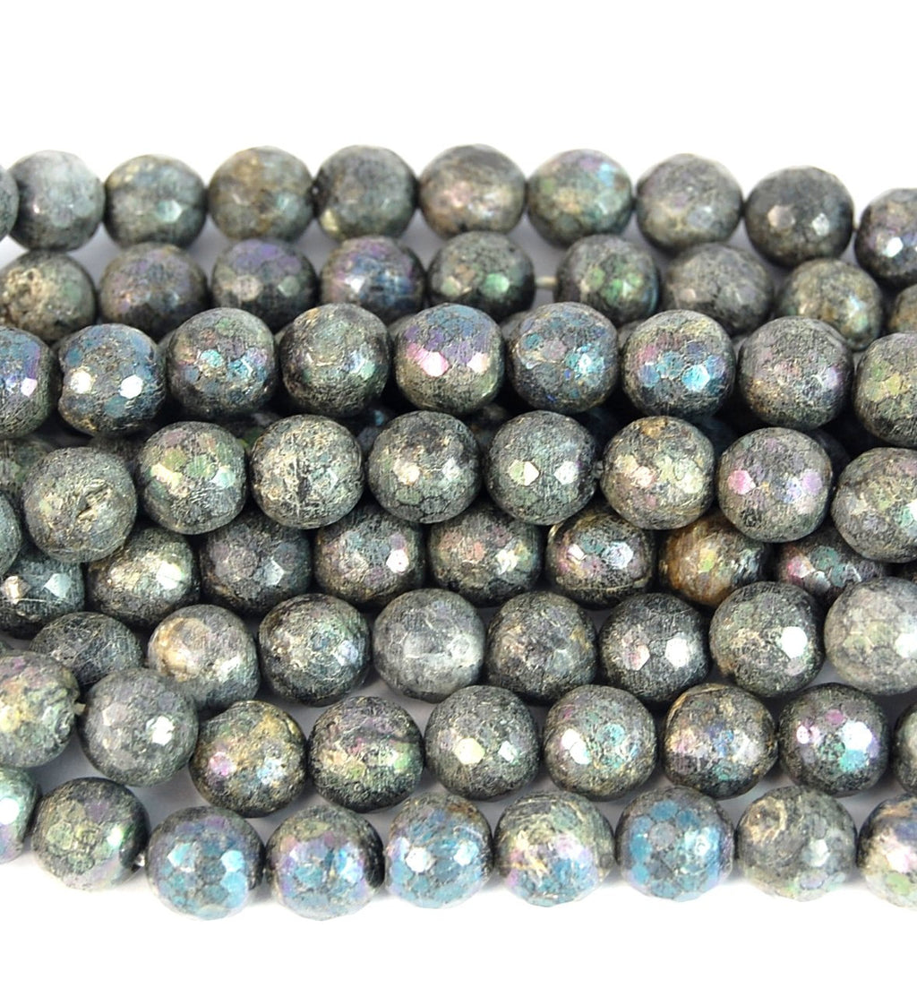 Electroplate LABRADORITE 4mm,6mm,8mm,10mm Gemstone Beads, Faceted -15 inch strand