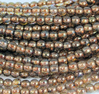 Czech Glass Round 4mm Gold Smoky Topaz Luster Beads  -100