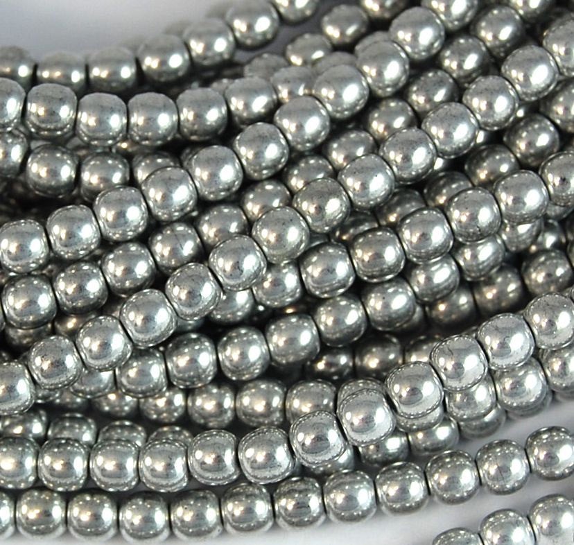 4mm Czech Silver Druk Beads -100