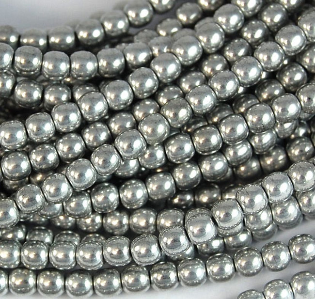 4mm Czech Silver Druk Beads -100 Hover Image