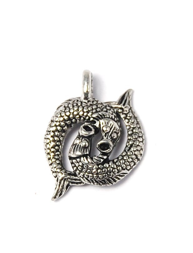 Pisces Zodiac Antique Silver Pewter Charm -1