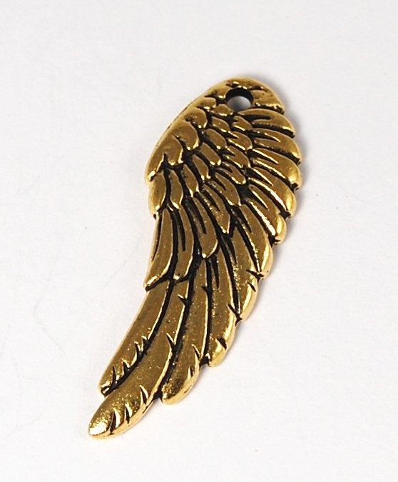 TierraCast Antique Gold Angel Wing Charm Hover Image
