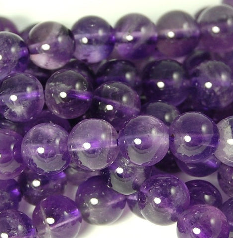 Amethyst Beads, 8mm natural AB round beads  -15.5 inch strand