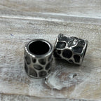 Stainless Steel Beads, 1pc, Animal Print Large Hole Beads, Column, Antique Silver