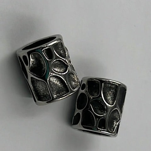 Stainless Steel Beads, 1pc, Animal Print Large Hole Beads, Column, Antique Silver