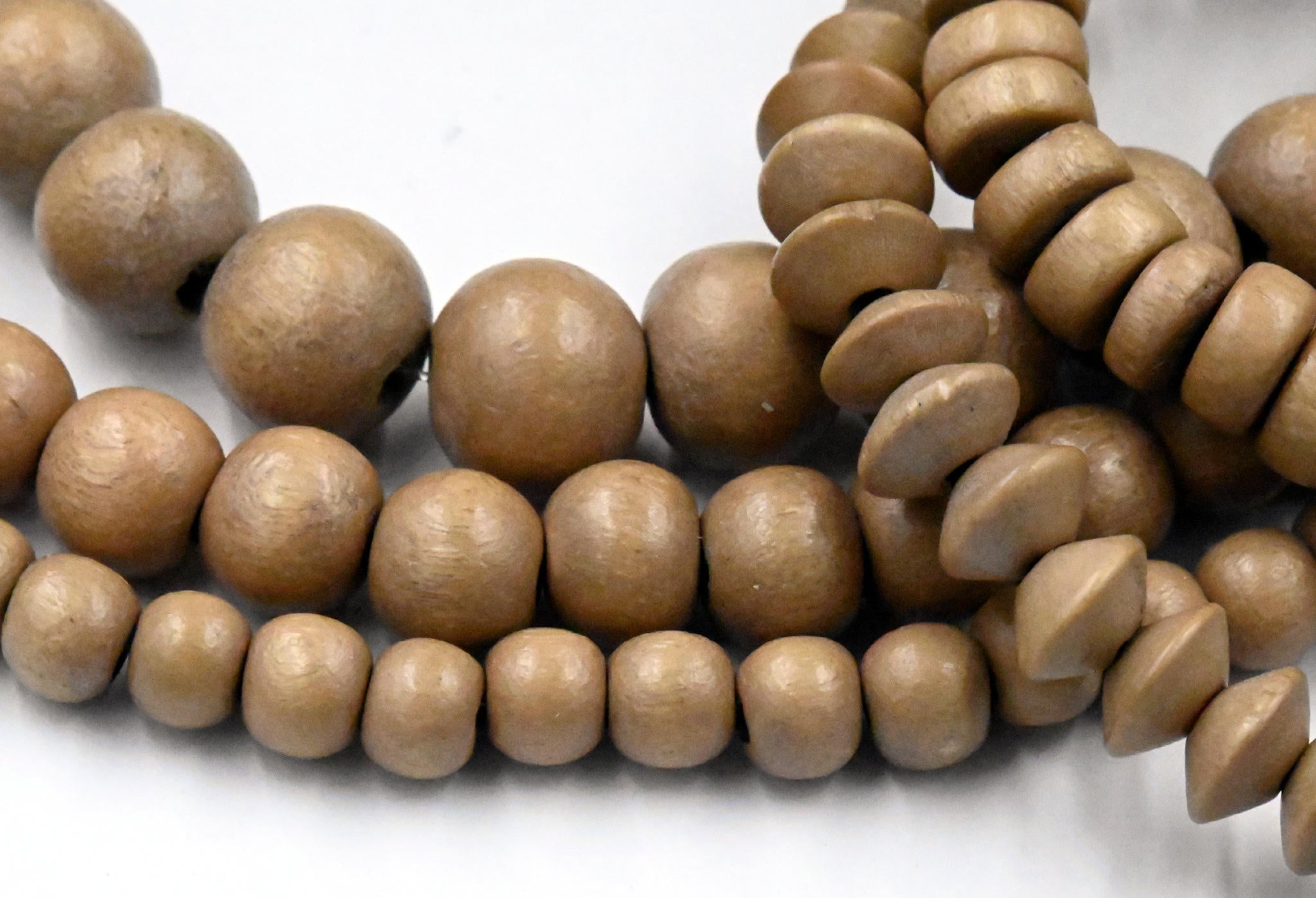 Toasted Almond Brown Wood Round Rondelle or Bicone