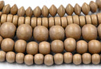 Toasted Almond Brown Wood Round Rondelle or Bicone